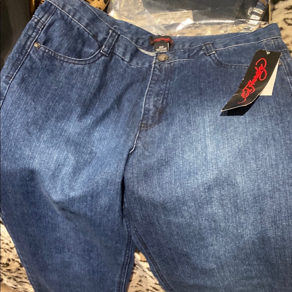 Blue Straight Leg Jeans with Faded Look
